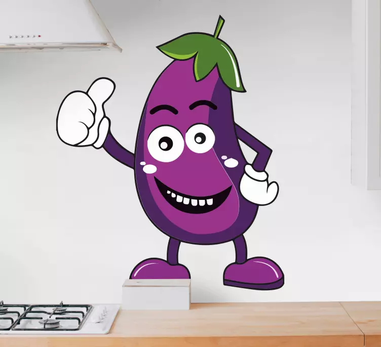 Funny eggplant cartoon kitchen wall sticker - TenStickers