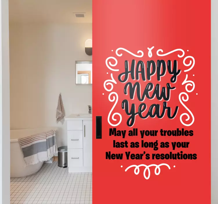 Funny Happy new year quote door sticker - TenStickers