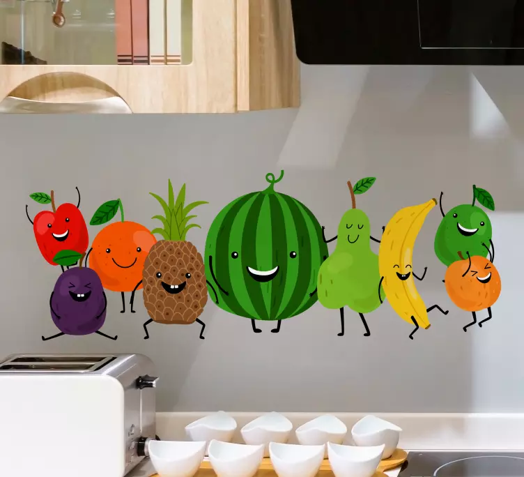 Funny smiling fruits kitchen wall sticker - TenStickers