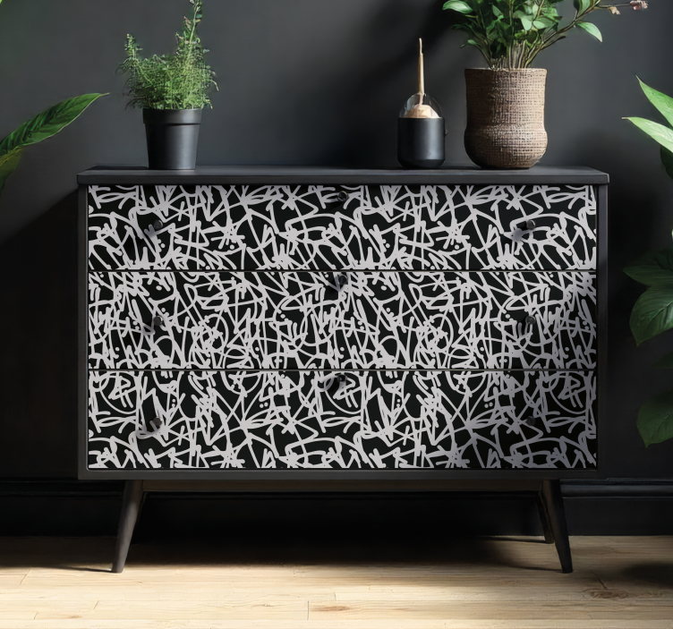 Furniture sticker black and white graffiti design - TenStickers
