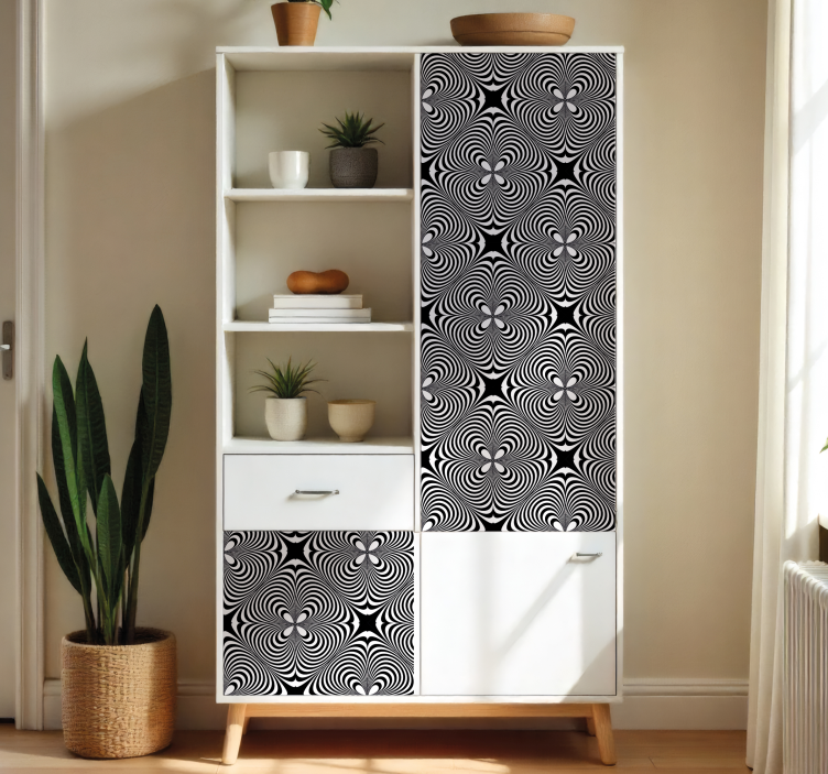 Furniture sticker black and white illusion design - TenStickers