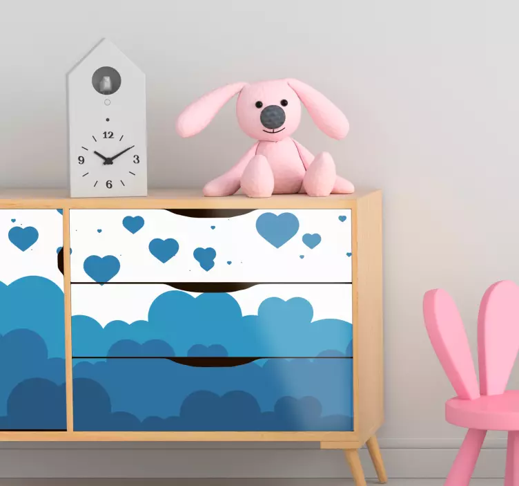Furniture sticker blue heart clouds design - TenStickers
