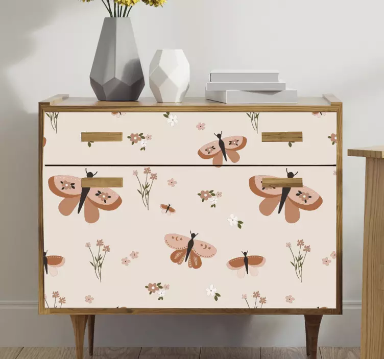 Furniture sticker butterfly floral design - TenStickers