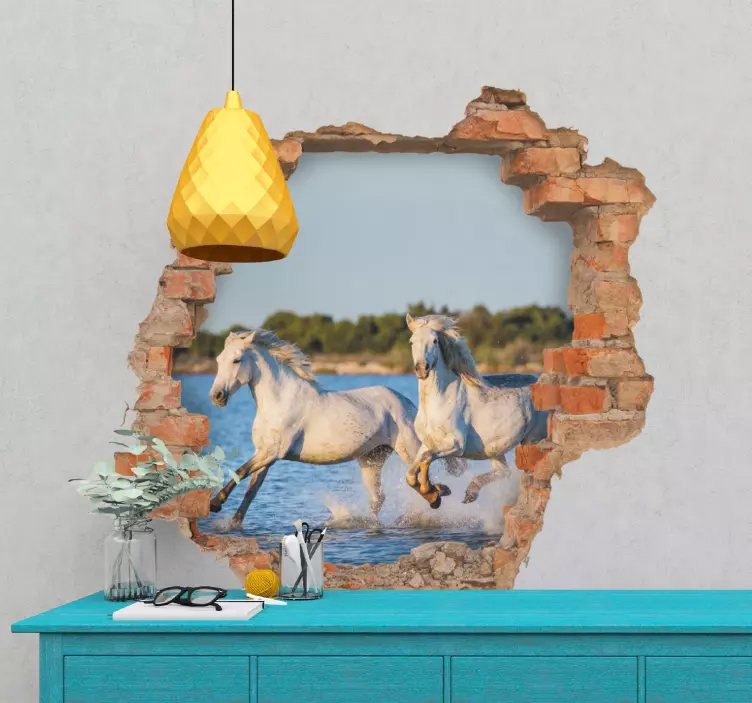 Galloping White Horses location wall sticker - TenStickers