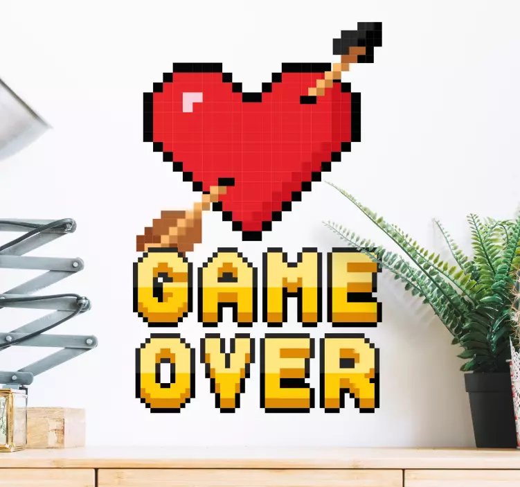 Game over heart with arrow video game sticker - TenStickers