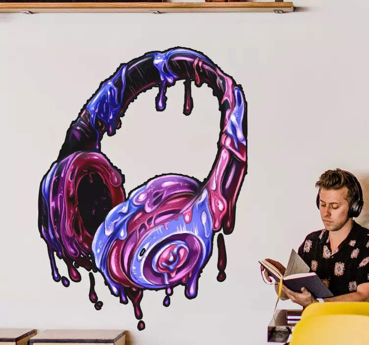 Gaming melting headset video gaming wall sticker - TenStickers