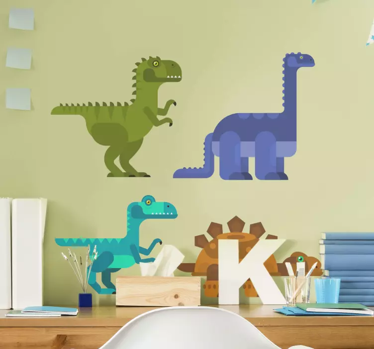 Geometric dinosaurs wall decal - TenStickers
