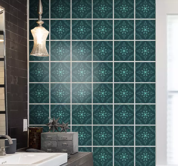 Geometric emerald tile sticker - TenStickers