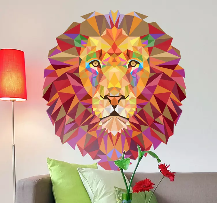 Geometric Lion Head Decal - TenStickers