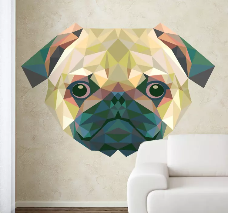 Geometric Pug Decal - TenStickers