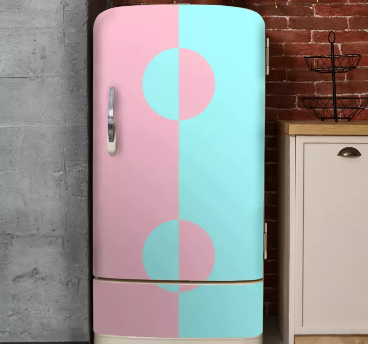 Geometric round color block fridge decal - TenStickers