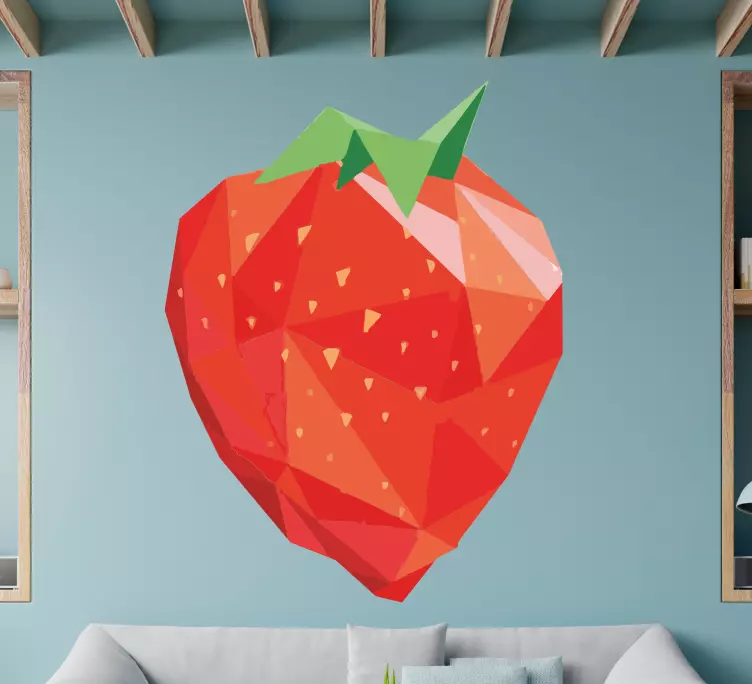 Geometric Strawberry Design fruit sticker - TenStickers