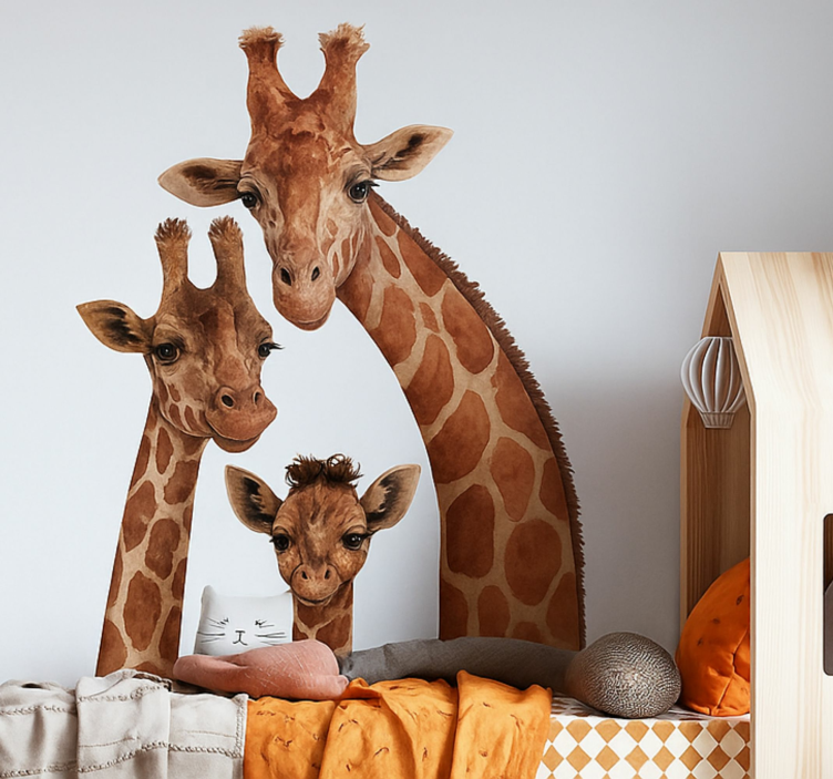 Giraffe family wall decal - TenStickers