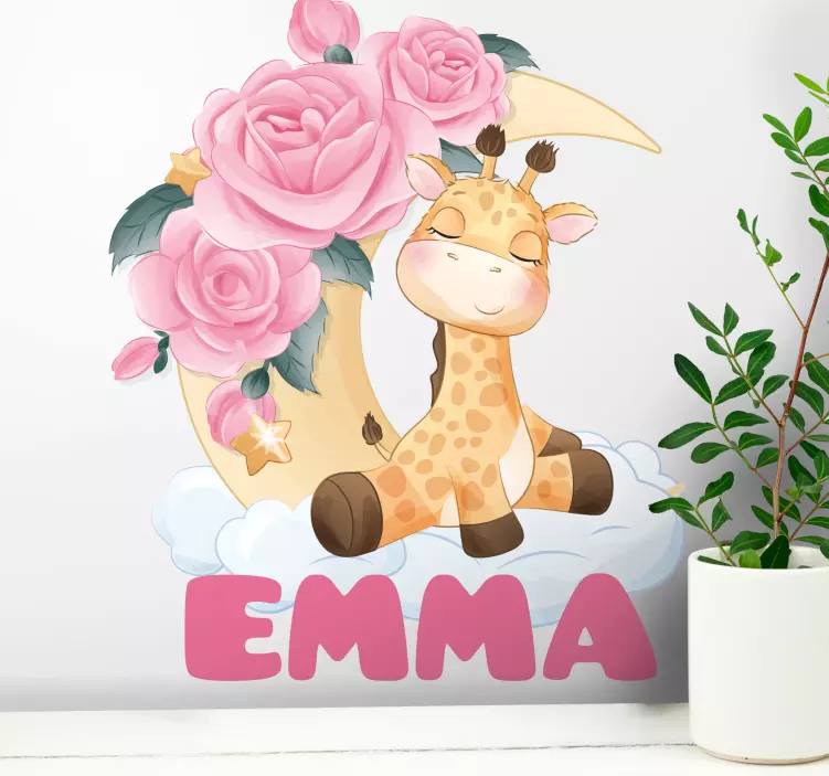 Giraffe with Flowers wall stickers for kids - TenStickers