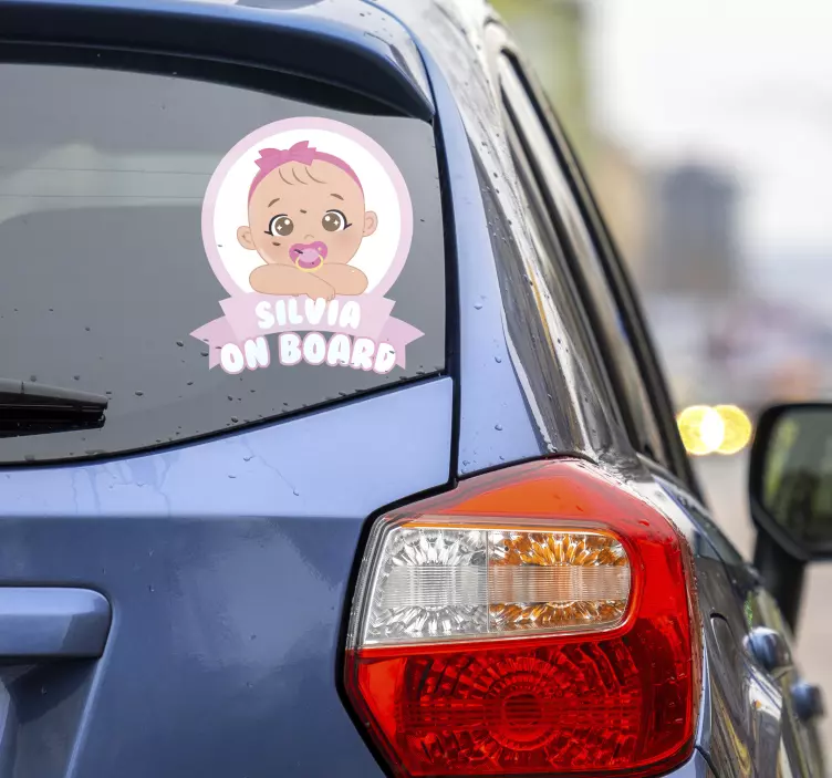 Customised girl name baby on board sticker - TenStickers