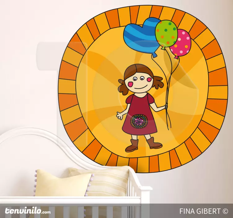 Girl with balloons wall stickers for kids - TenStickers