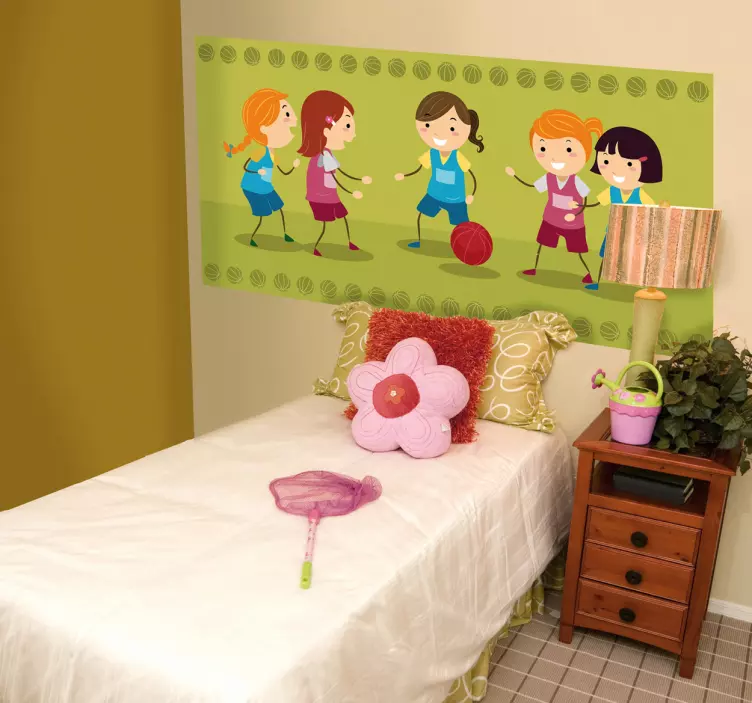 Girls Playing Ball wall stickers for kids - TenStickers