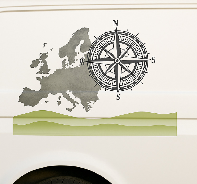Global landscape and compass camper decal - TenStickers
