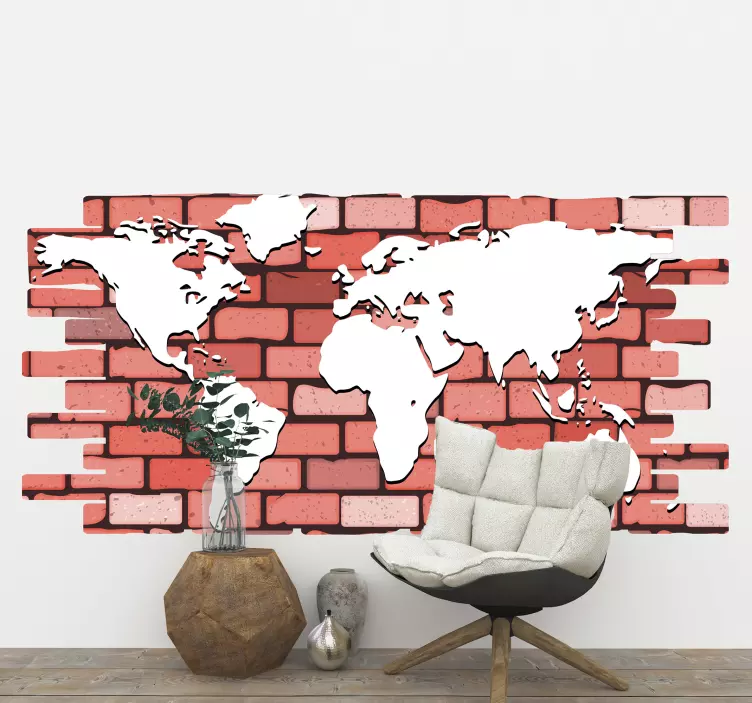 Global Map Illustration location wall sticker - TenStickers
