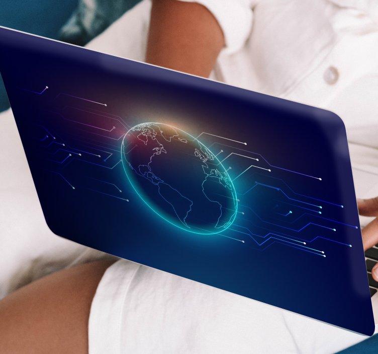 Globe with network lines laptop skin - TenStickers