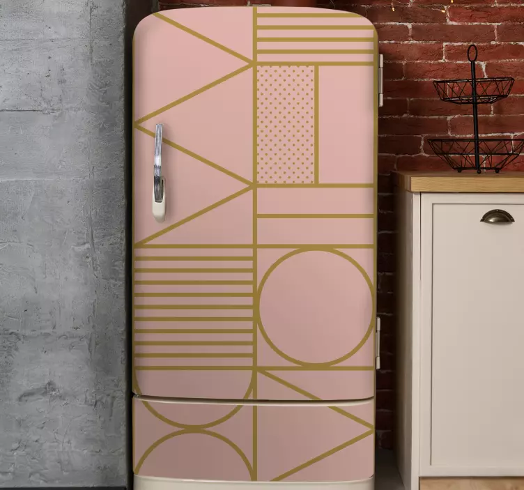 Gold and pink colors block fridge sticker - TenStickers