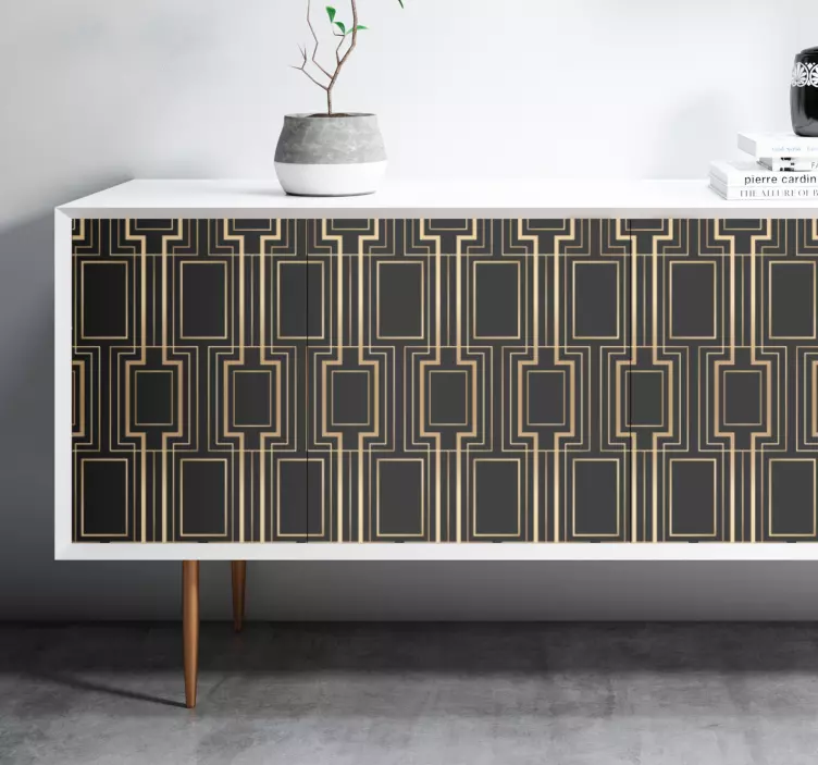 Golden and black deco pattern furniture sticker - TenStickers