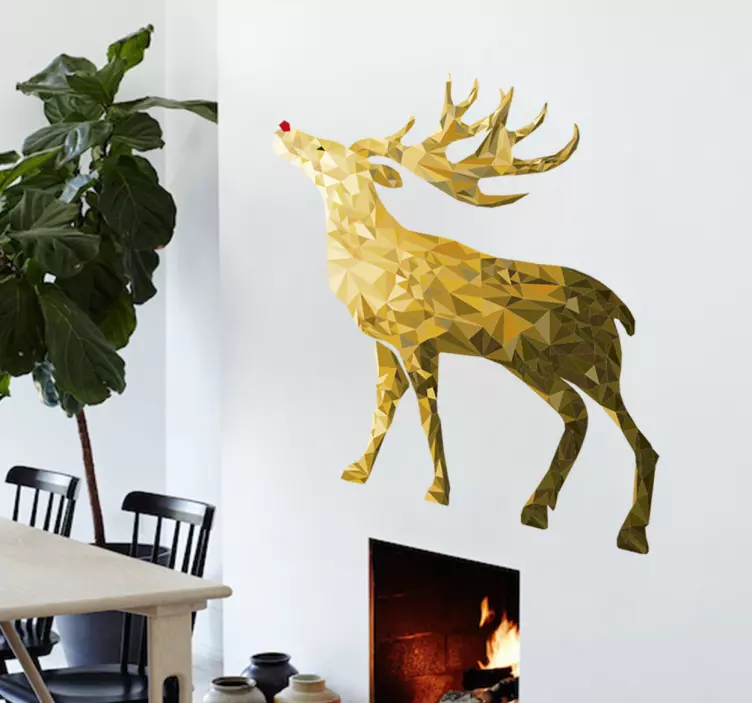 Golden Reindeer Decorative Wall Sticker - TenStickers