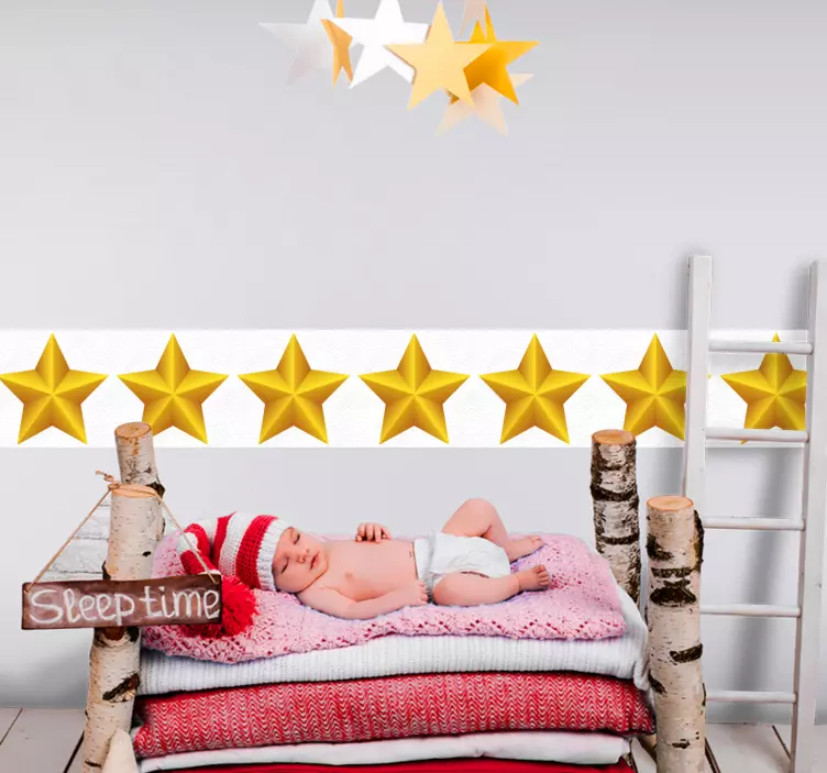 Golden Stars Design wall border sticker - TenStickers