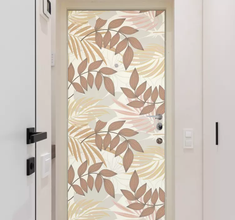 Graceful Leaf Motif door sticker - TenStickers