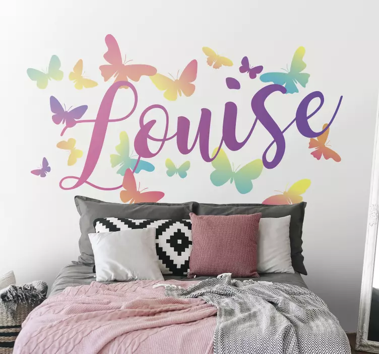 Gradient Butterflies with name Sticker - TenStickers