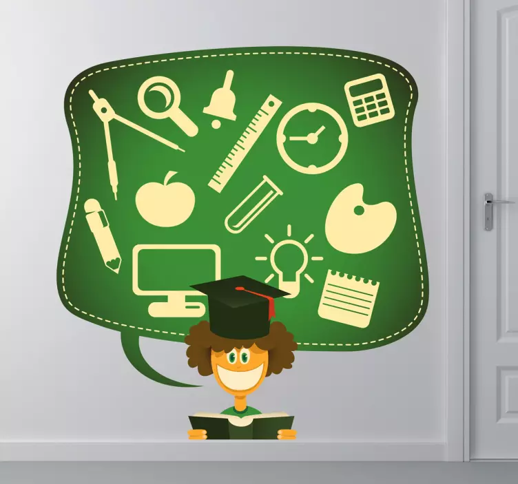 Graduation Themed Illustration educational wall sticker - TenStickers