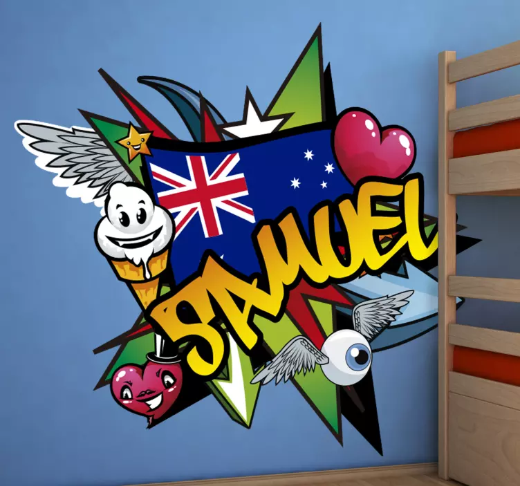 Graffiti Name australian flag urban sticker - TenStickers