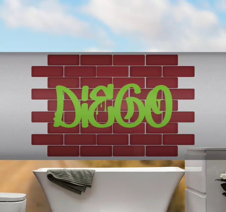 Graffiti on bricks name pattern bike decal - TenStickers