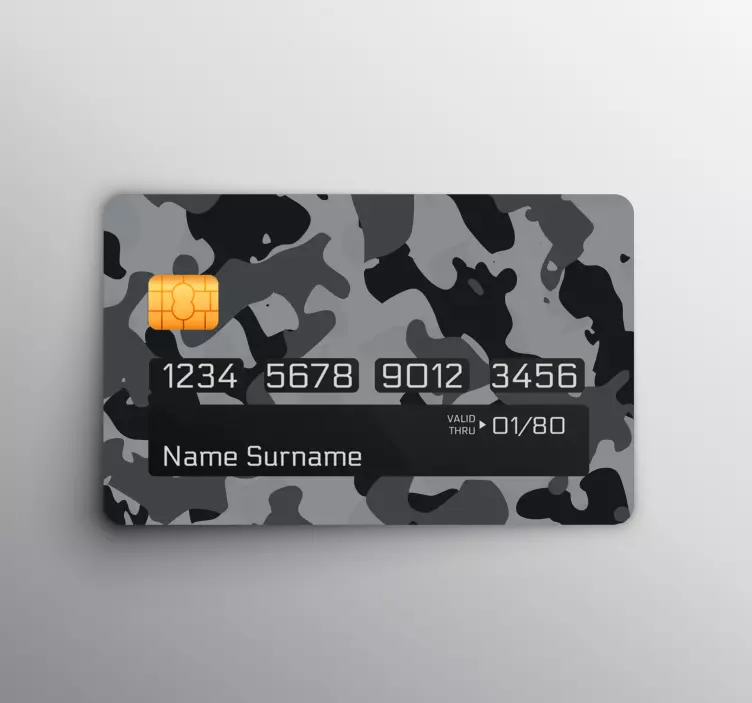 Gray camouflage design credit card sticker - TenStickers