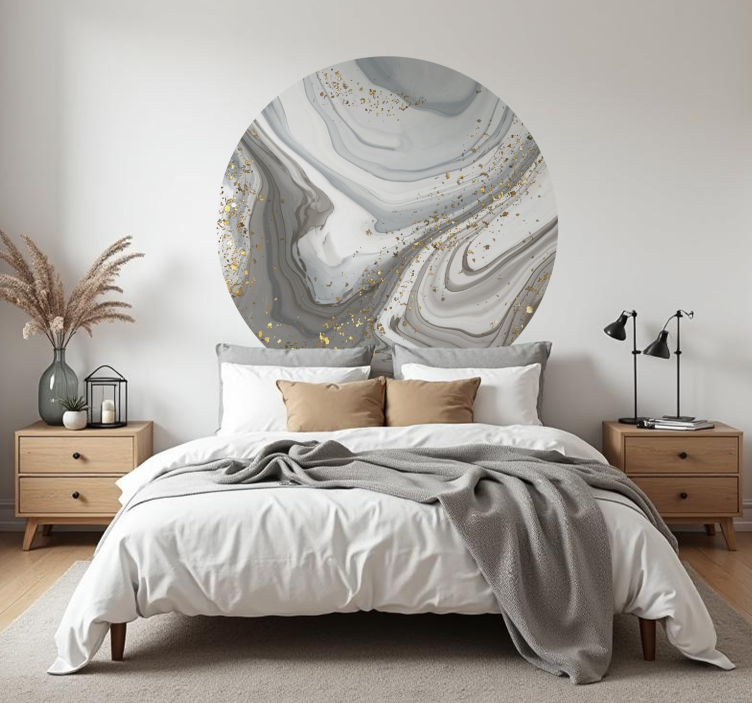 Gray circular marble wall decal - TenStickers