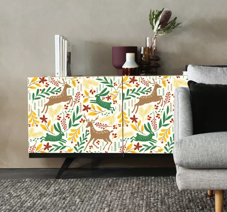 Gray deer pattern furniture decal - TenStickers