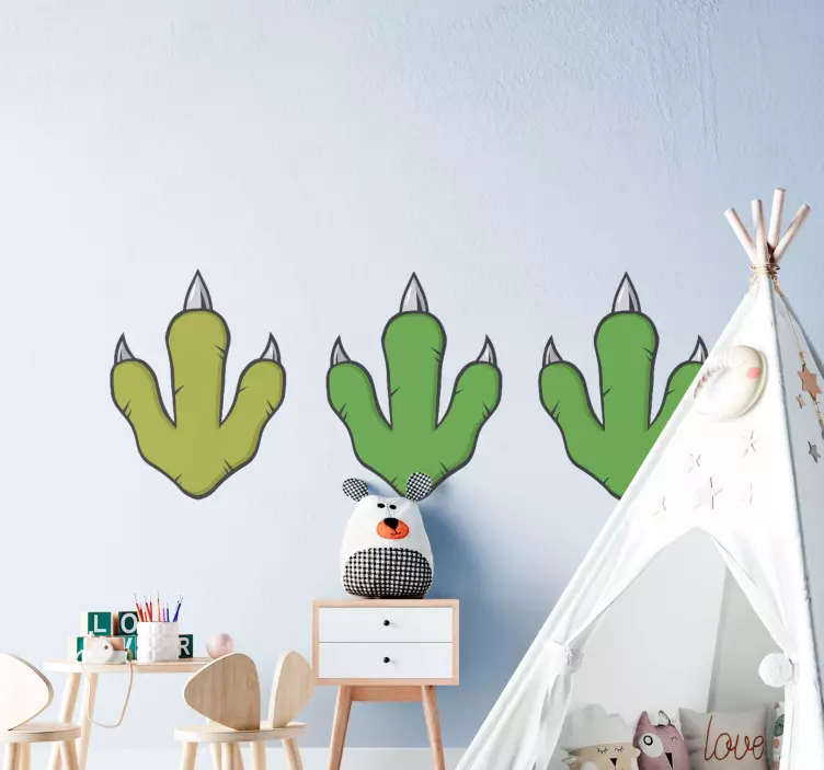 Green Dinosaur footprints  dinosaur wall sticker - TenStickers