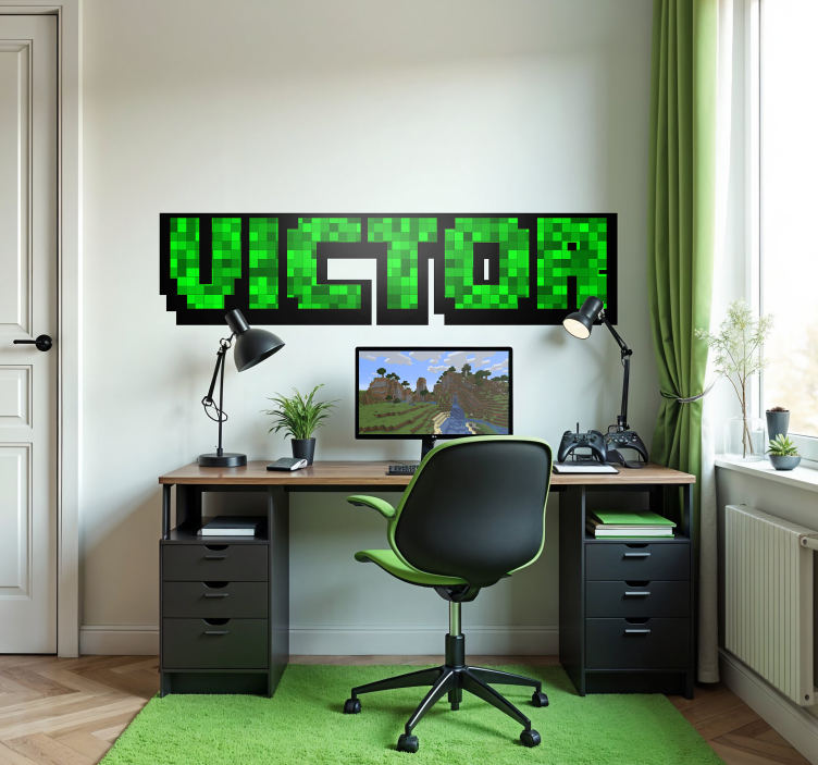 Green gaming squares customizable sticker - TenStickers
