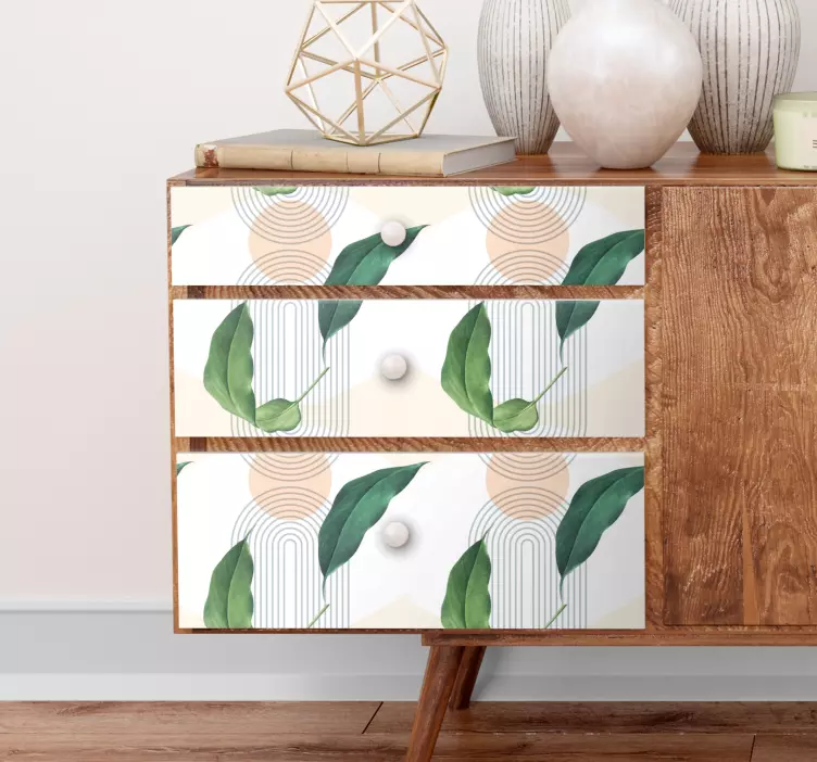 Leaf with abstract pink furniture sticker - TenStickers