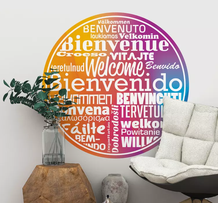 GREETINGS IN VARIOUS LANGUAGES location wall sticker - TenStickers