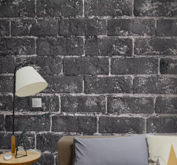 Grey wall of stone bricks vinyl print sticker - TenStickers