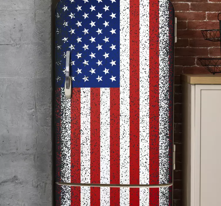 Grunge American Flag fridge sticker - TenStickers