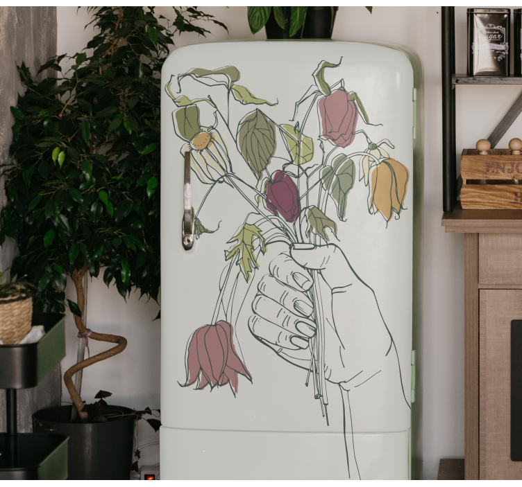 Handheld Floral Bouquet fridge sticker - TenStickers