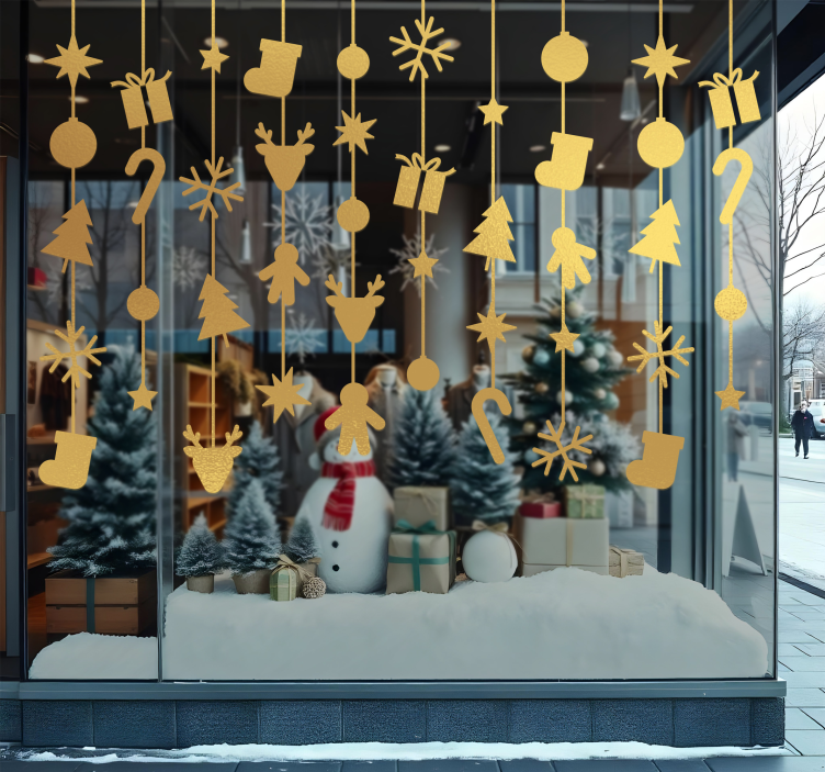 Hanging icons shopfront Christmas sticker - TenStickers