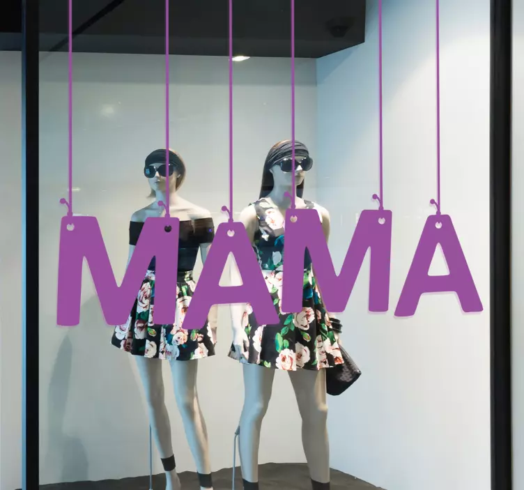 Hanging "Mama" letters window decal for business - TenStickers