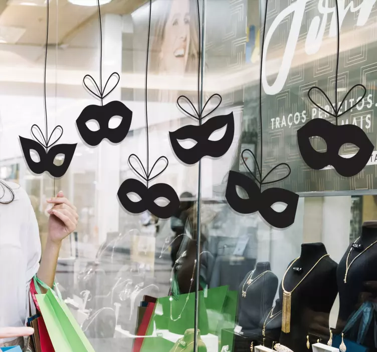 Hanging Mask Set window decal for business - TenStickers
