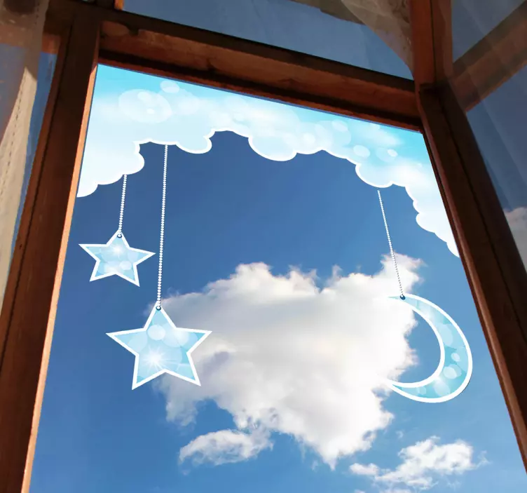 Hanging Moon & Stars Sticker - TenStickers