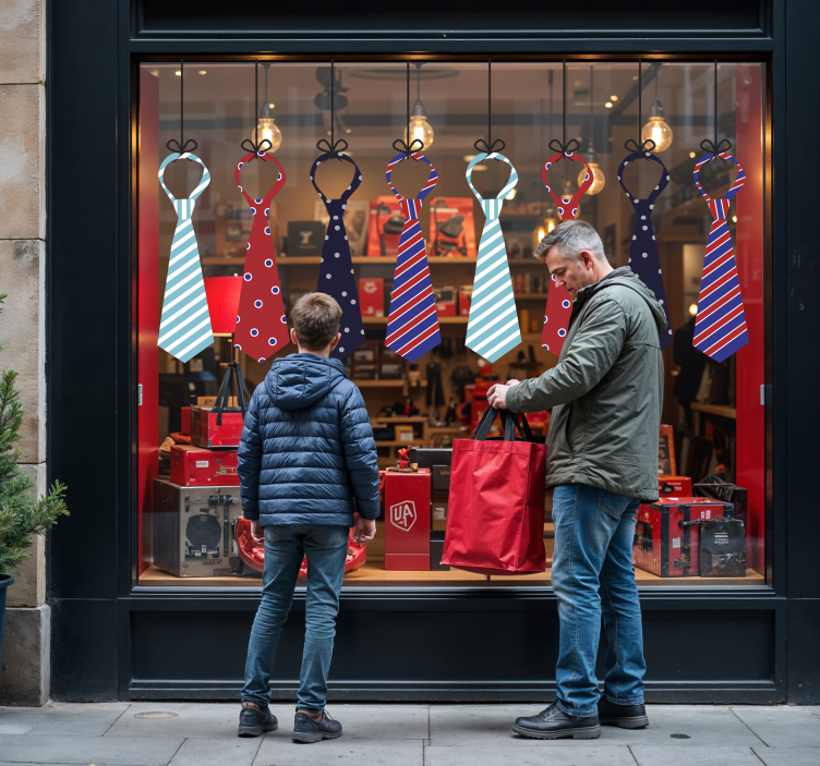 hanging ties window decal for business - TenStickers