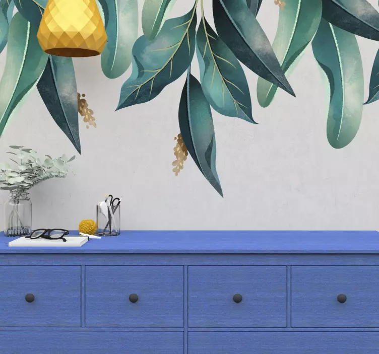 Hanging tropical leafs plant wall sticker - TenStickers