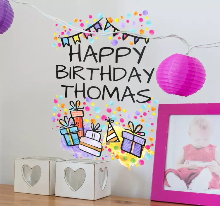 Personalised Happy Birthday Party Sticker - TenStickers
